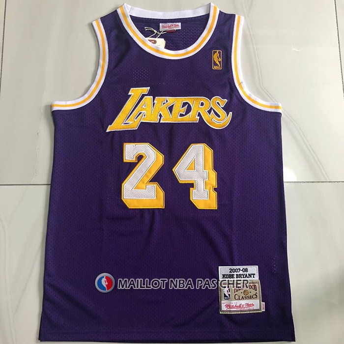 Maillot Los Angeles Lakers Kobe Bryant NO 24 Mitchell & Ness 2007-08 Volet